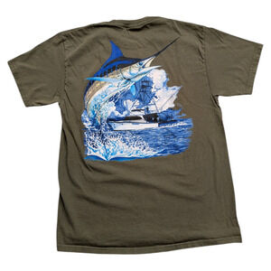 Y2K Guy Harvey Original Large Marlin Boat Graphic T shirt